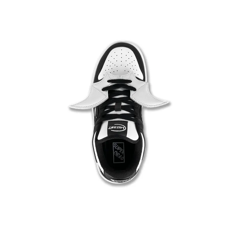 LuzaoT SUPER DRAG Wings Shoes Low Top Skateboard Shoes Unisex White Black-2