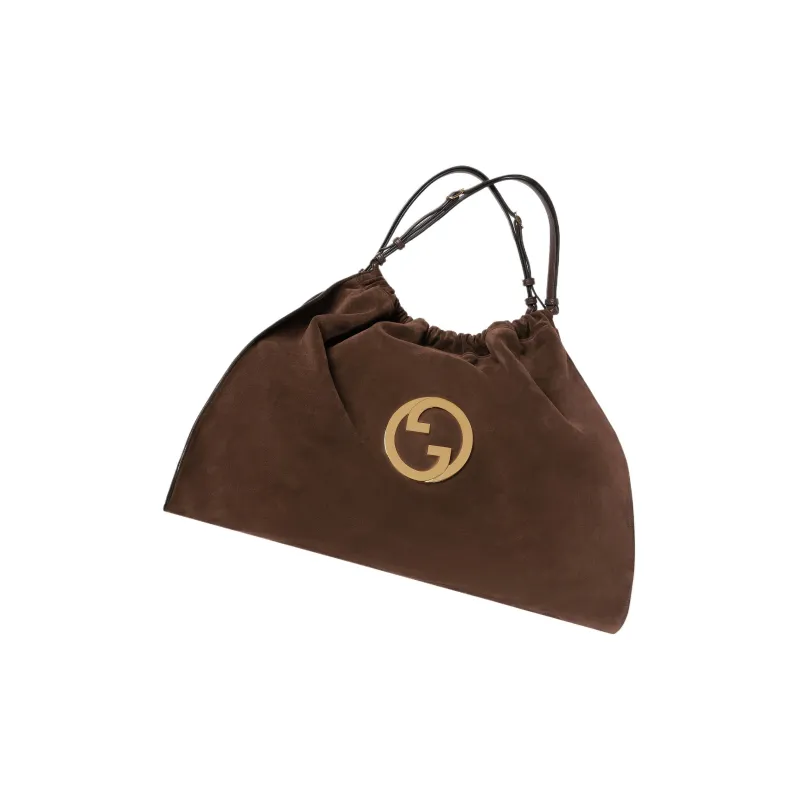 GUCCI Blondie Suede Tote Bag Shopping Bag Handbag Large Size Women's Brown-4