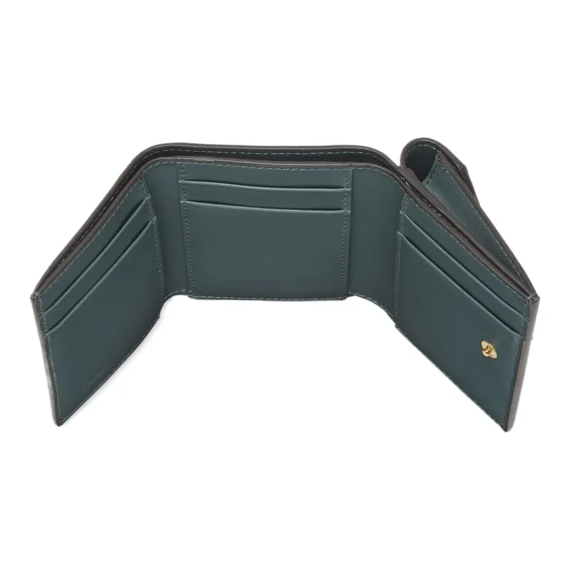 FENDI FF Diamonds Series Calfskin Wallet Medium Size Women's Green-3