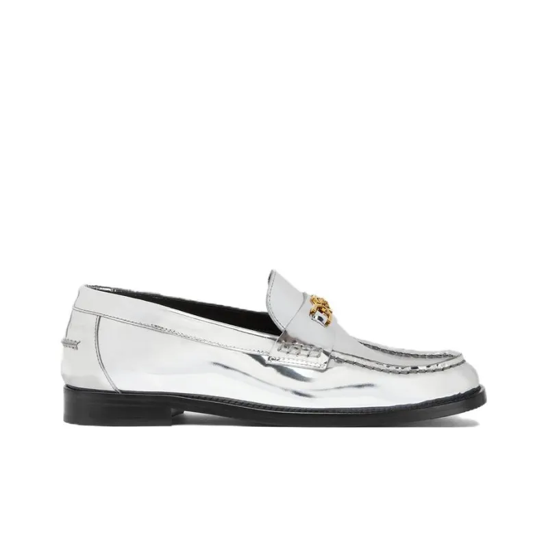 VERSACE Medusa Metallic Leather Loafers-1