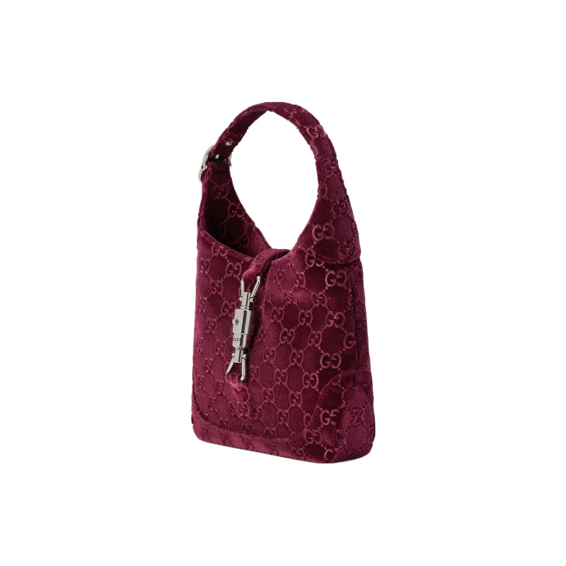 GUCCI Jackie 1961 Velvet Handbag, Shoulder Bag Women's Burgundy-1