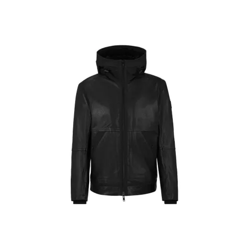 HUGO BOSS Leather Jackets Men Black