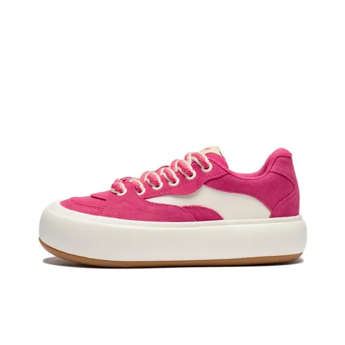 LiNing Puff Platform Anti Slip Wear Resistant Low Top Skateboard Shoes Women's Red White