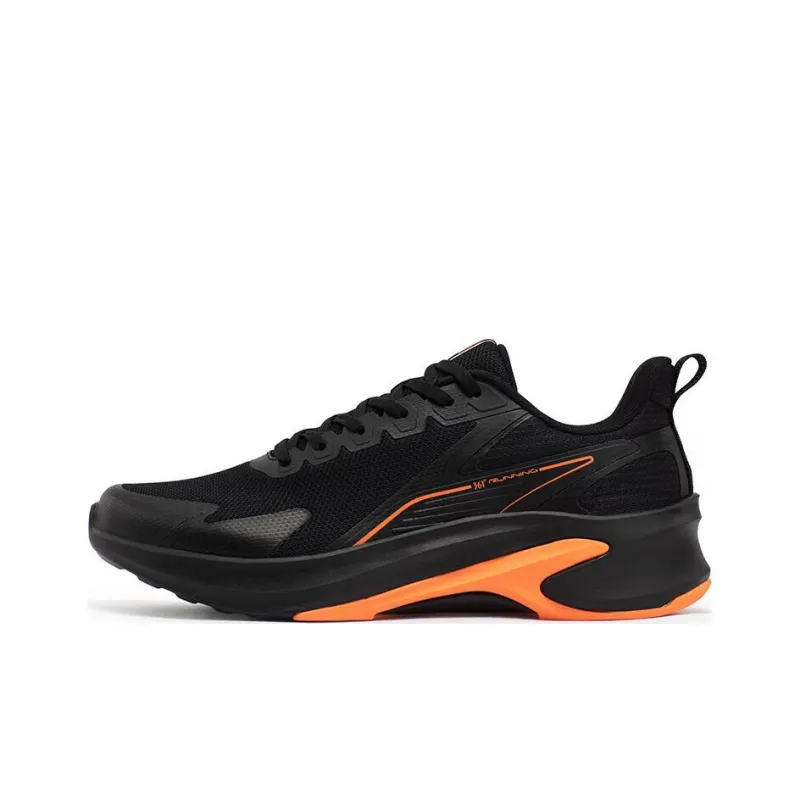361° Cushioning Abrasion Resistant Breathable Low Top Running Shoes Men's Black Orange-0
