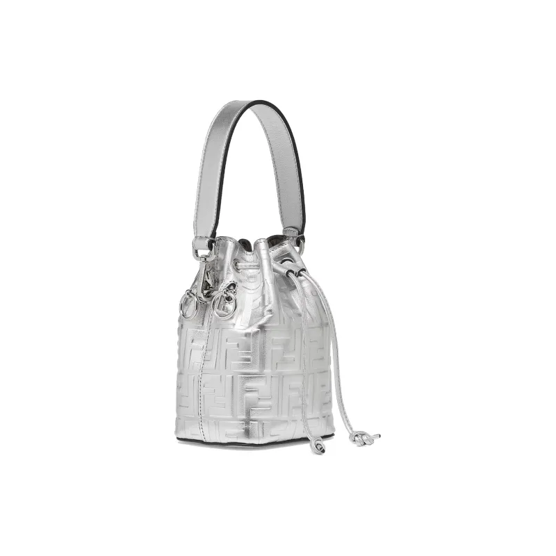 FENDI Mon Tresor Calfskin Bucket Bag, Shoulder Bag, Crossbody Bag, Handbag Small Size Women's Silver-1