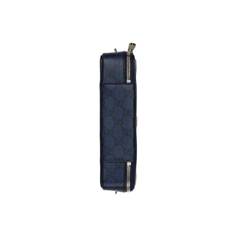 GUCCI Ophidia Canvas With Leather Binding Crossbody Canvas Bag, Shoulder Bag Men's Blue & Black-5
