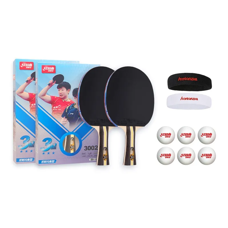 DHS Ping Pong Paddles Unisex Double Sided Inverted Rubber Wooden Black Red-4
