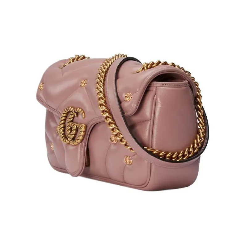 GUCCI GG Marmont Quilting Leather Crossbody Bag Shoulder Bag Women's Pink-1