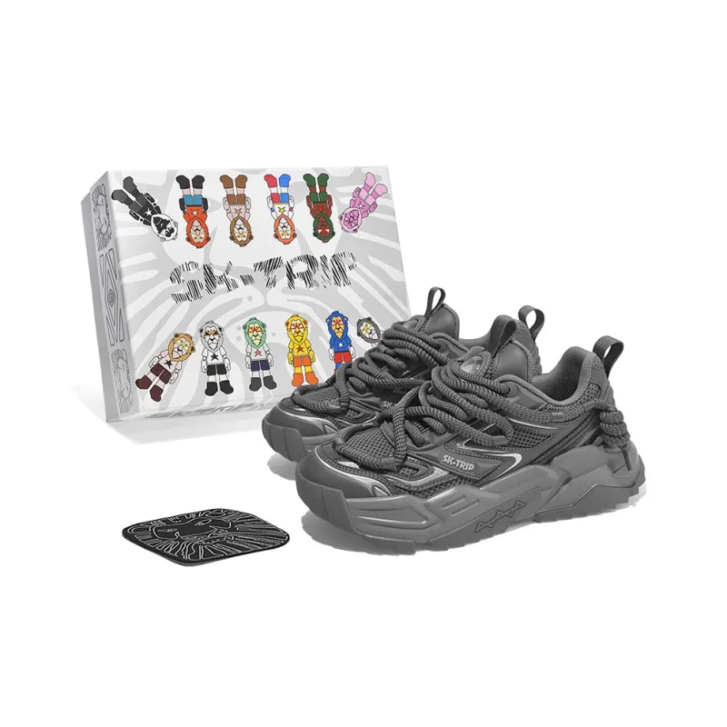 SK.TRIP Wear-Resistant Height Increasing Low-Top Chunky Sneakers Unisex Box Limited Edition-0