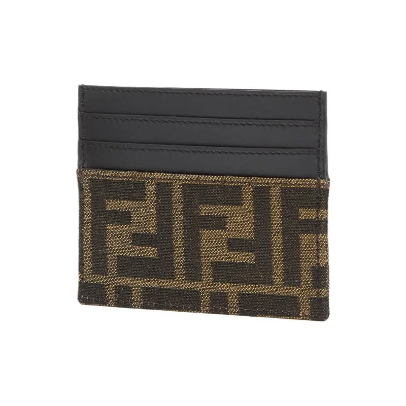 FENDI ROMA Calfskin Card Holder Men's Brown-1