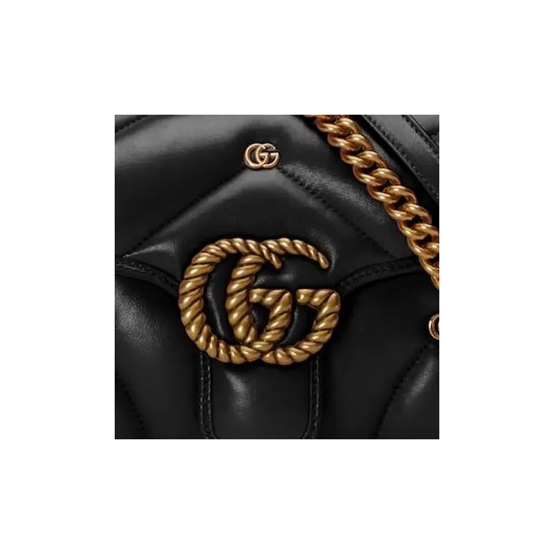 GUCCI GG Marmont Quilting Leather Crossbody Bag Shoulder Bag Women's Black-8