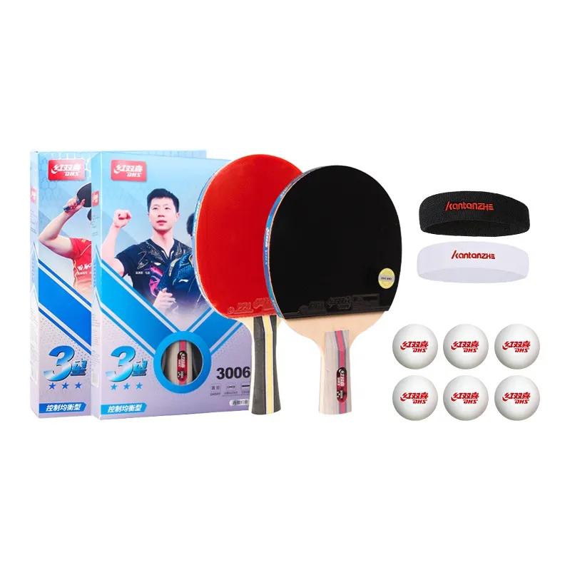 DHS Ping Pong Paddles Unisex Double Sided Inverted Rubber Wooden Black Red-8
