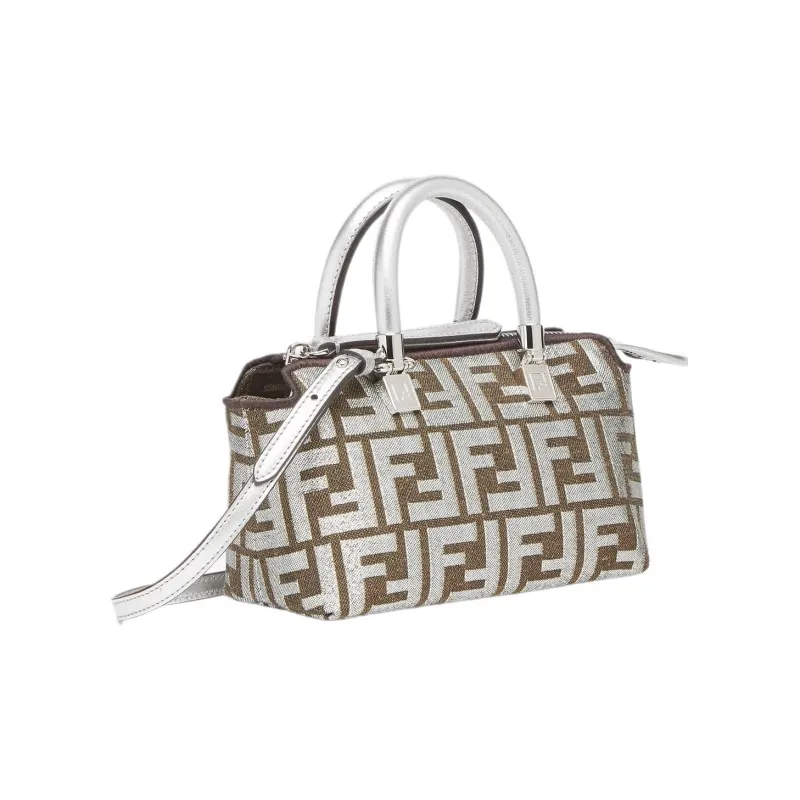 FENDI By The Way Series Polyester With Cotton Boston Bag, Shoulder Bag, Crossbody Bag, Handbag Mini Women's Silver-1