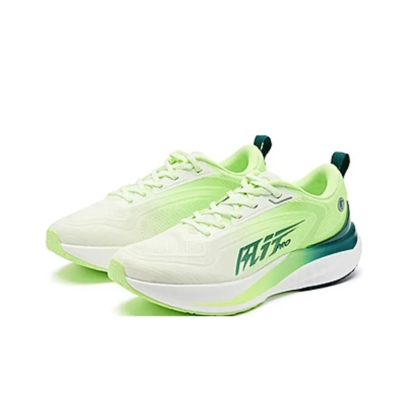 QIAODAN BOOM PRO Cushioning Wear Resistant Low Top Running Shoes Men's White Green-2