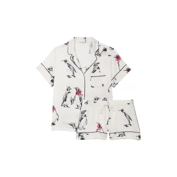Victoria's Secret Satin Short Pajama Set Pajama Set Women's Coconut White Penguin