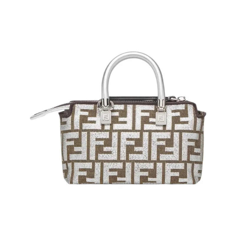 FENDI By The Way Series Polyester With Cotton Boston Bag, Shoulder Bag, Crossbody Bag, Handbag Mini Women's Silver-2