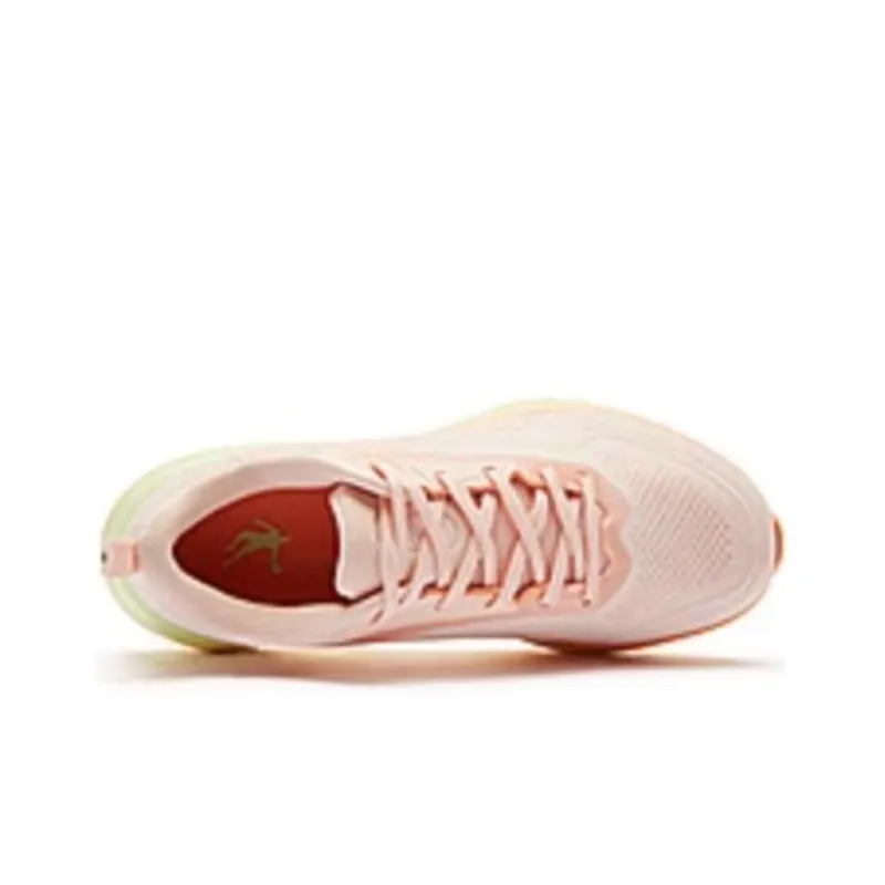 QIAODAN BOOM PRO Cushioning Wear Resistant Low Top Running Shoes Women's Pink Yellow-3