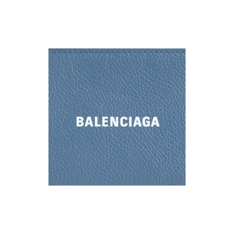 Balenciaga Cash Grain Cow Leather Card Holder Large Size Women's Blue-4