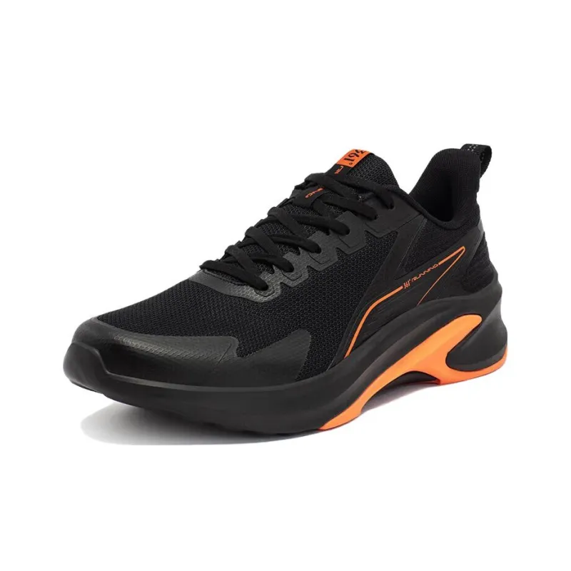 361° Cushioning Abrasion Resistant Breathable Low Top Running Shoes Men's Black Orange-1