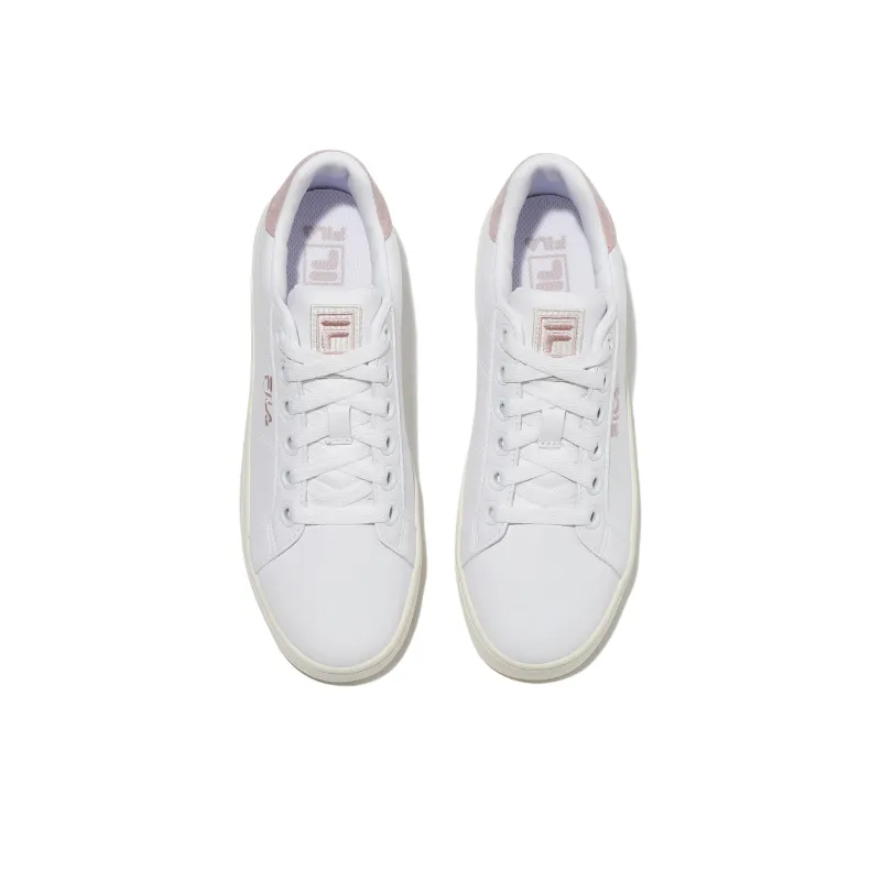 FILA Court Deluxe LT Anti Slip Wear Resistant Low Top Skateboard Shoes Unisex White Pink Korean Style-3