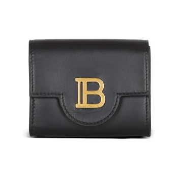 BALMAIN B-BUZZ Calfskin Wallet Women's Black