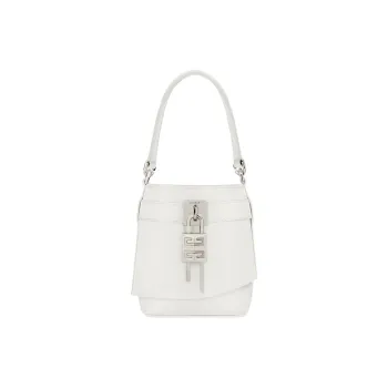 GIVENCHY Shark Lock Cow Leather Bucket Bag, Shoulder Bag, Crossbody Bag, Handbag Micro Women's Ivory White