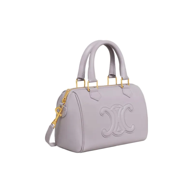 CELINE Cuir Triomphe Triumph Cow Leather Boston Bag Shoulder Bag Crossbody Bag Handbag Small Size Women's Light Lilac-1