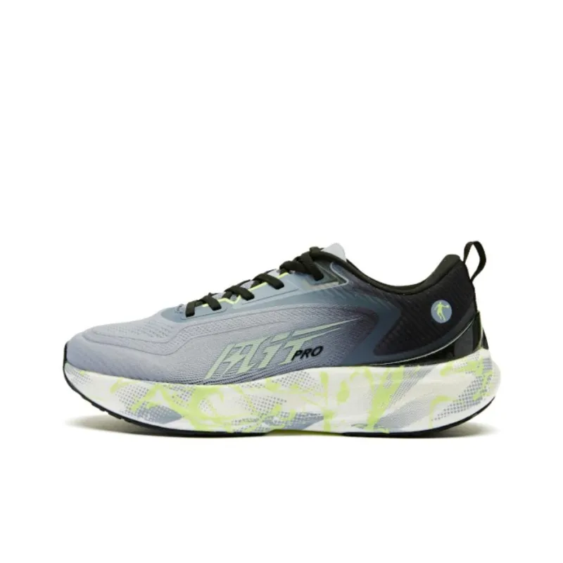QIAODAN BOOM PRO Cushioning Wear Resistant Low Top Running Shoes Men's Gray Black-0