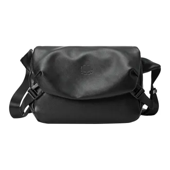 ROSEROOEN PU Messenger Bag Shoulder Bag Crossbody Bag Regular Unisex Pure Black