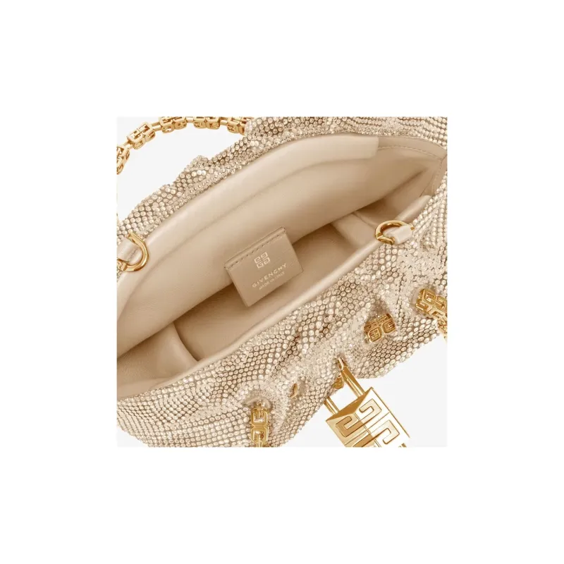 GIVENCHY Kenny Viscose Handbag Crossbody Bag Mini Women's Gold-4