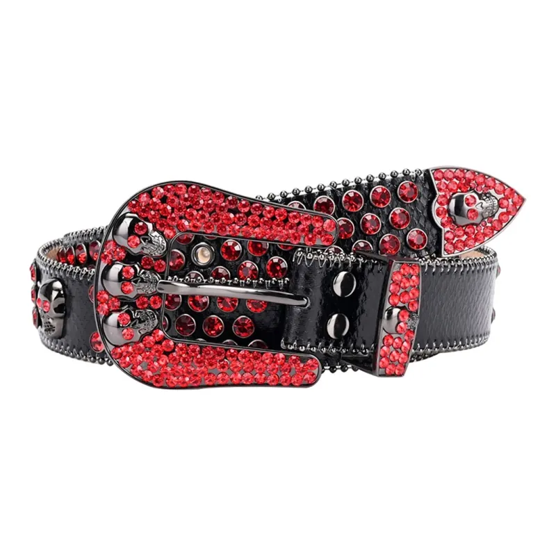 NINE NAIL 9 Section Spike Vintage Trendy Y2K Pin Buckle Stud Rhinestone Embellished Belt Belt Unisex Width  3.8cm-20