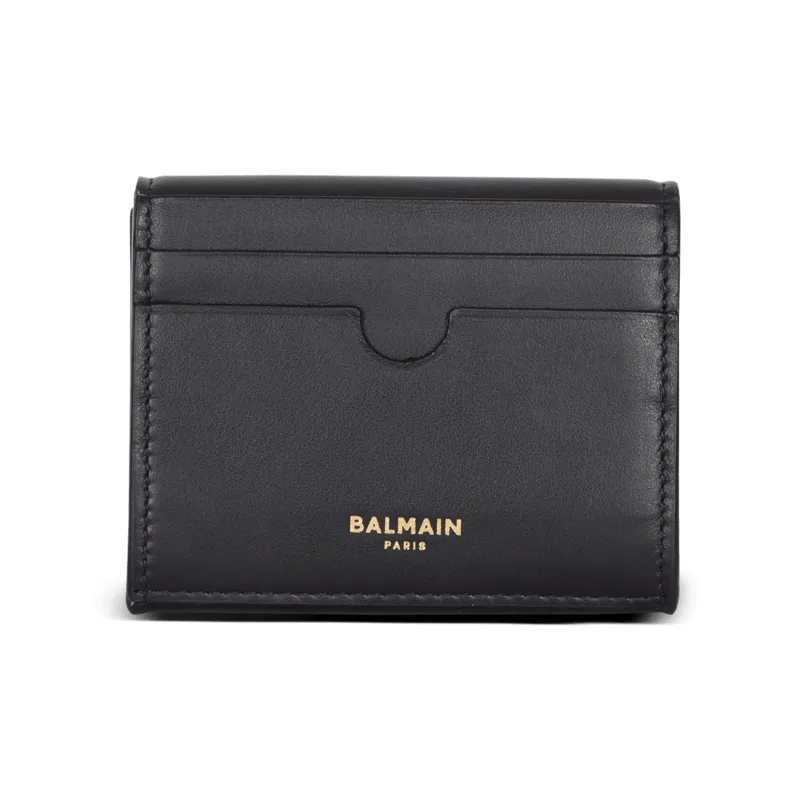 BALMAIN B-BUZZ Calfskin Wallet Women's Black-1
