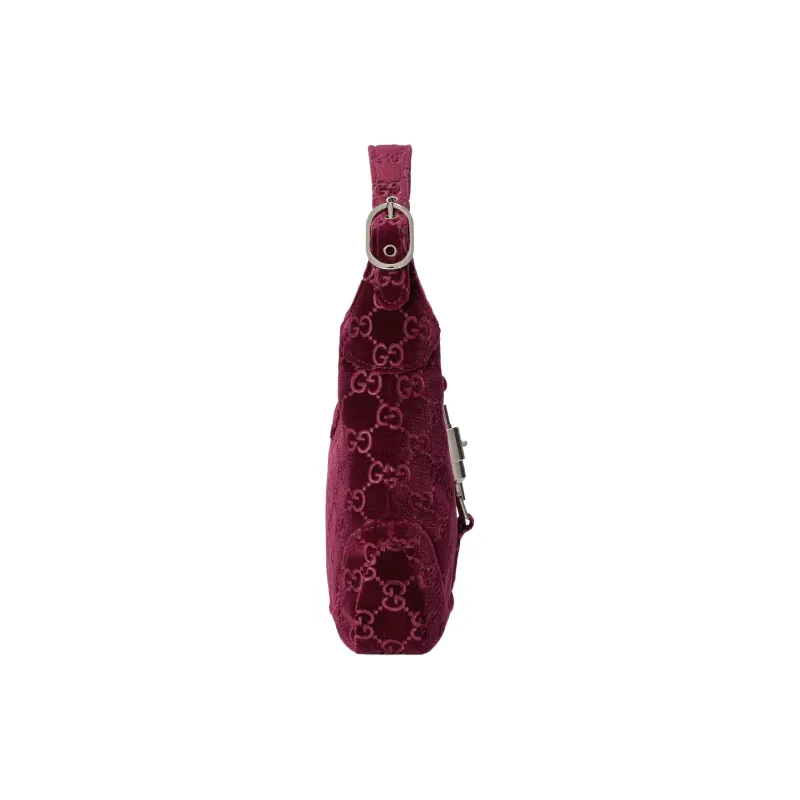 GUCCI Jackie 1961 Velvet Handbag, Shoulder Bag Women's Burgundy-4