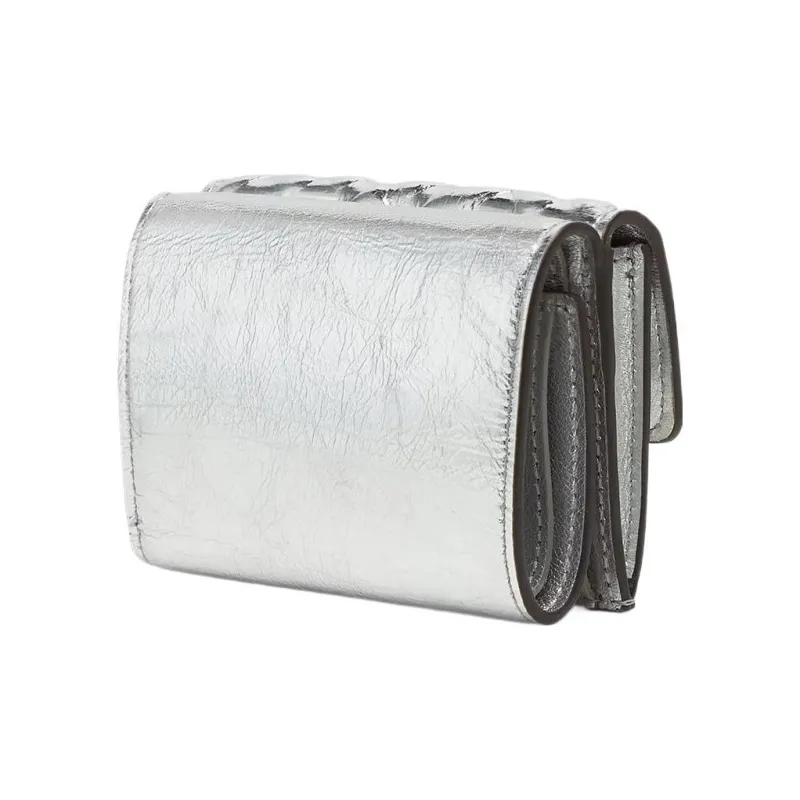 FENDI Baguette Lambskin Wallet Women's Silver-1