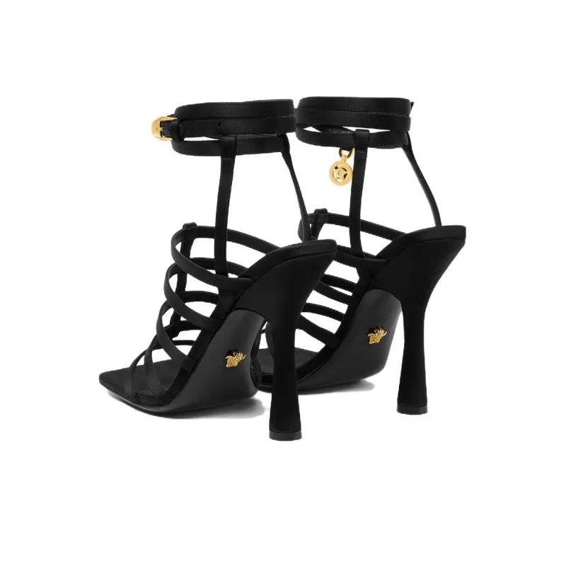 VERSACE Lycia 110mm Satin Sandals-3
