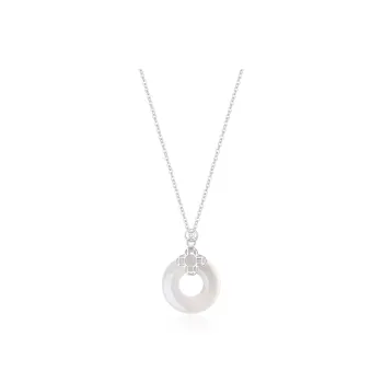 HOLLY RYAN Chalcedony Four-Leaf Clover Peace Buckle Jade Necklace Women's