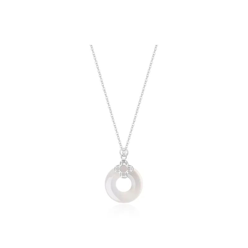 HOLLY RYAN Chalcedony Four Leaf Clover Peace Buckle Jade Necklace Women's-0