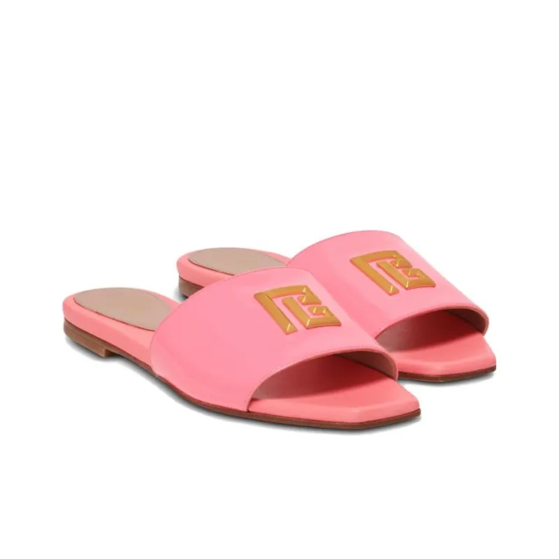 BALMAIN Dafne Logo-plaque Leather Slides-2