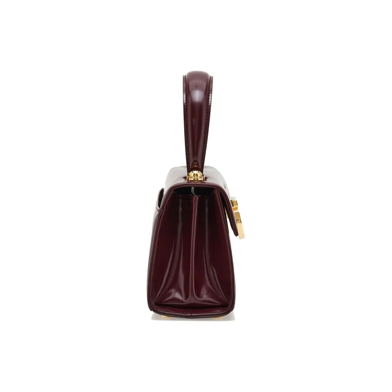 FERRAGAMO GANCINI Cow Leather Shoulder Bag, Crossbody Bag, Handbag Small Size Women's Burgundy-2