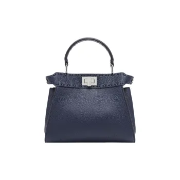 FENDI Peekaboo Calfskin Shoulder Bag, Crossbody Bag, Handbag Mini Women's Midnight Blue