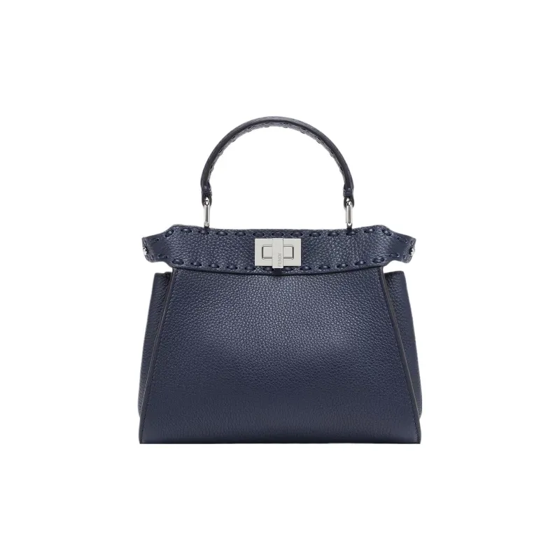 FENDI Peekaboo Calfskin Shoulder Bag, Crossbody Bag, Handbag Mini Women's Midnight Blue-0
