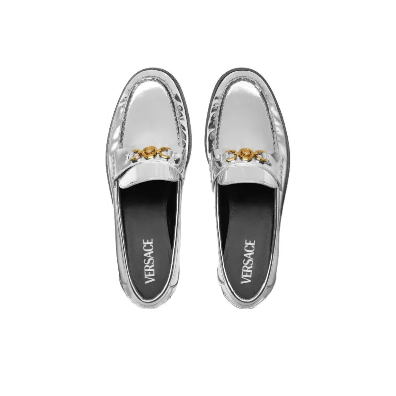 VERSACE Medusa Metallic Leather Loafers-3