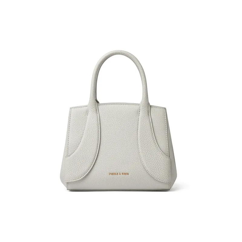FIEDLE&SISSI Top Grain Cow Leather Crossbody Portable Bag Medium Size Women's White-2
