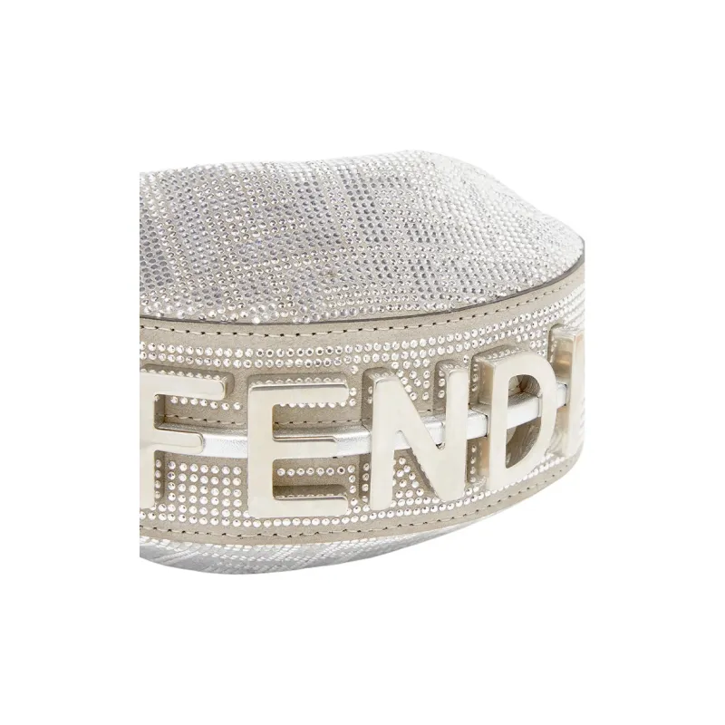 FENDI Fendigraphy Calfskin Wrist Bag Extra Mini Women's Silver-2