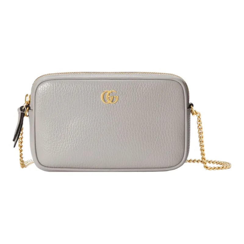 GUCCI GG Marmont Leather Crossbody Bag Shoulder Bag Women's Gray-0