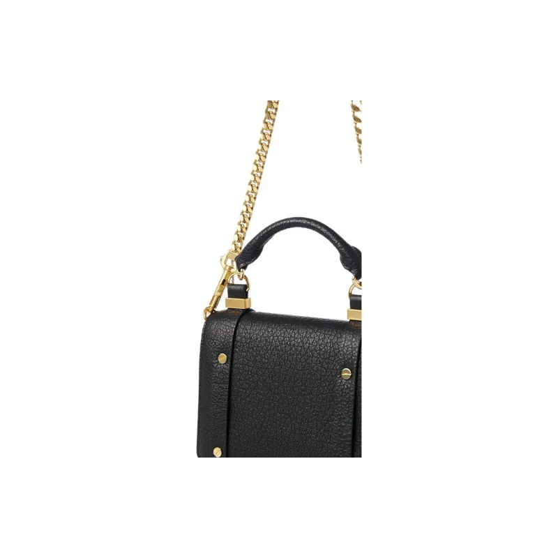 Chloe Grained Calfskin Flap Bag Shoulder Bag Crossbody Bag Handbag Small Size Women's Black-4