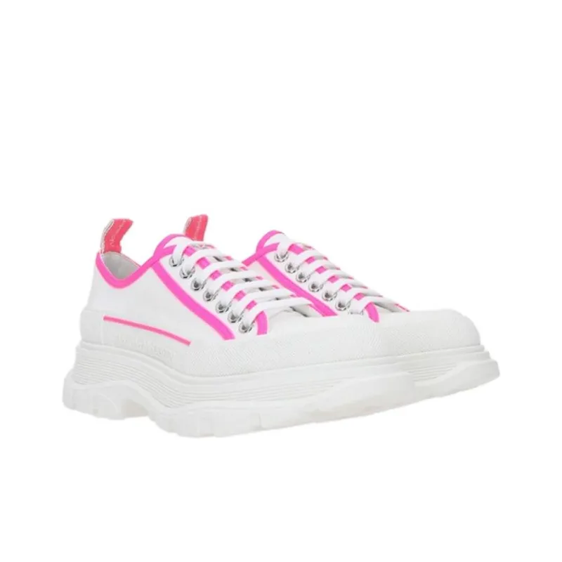 Alexander McQueen Tread Slick Lace Up 'White Neon Pink' Women's-1