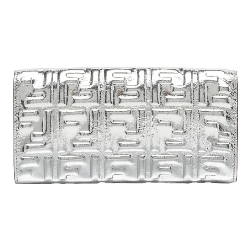 FENDI Baguette Lambskin Shoulder Bag, Crossbody Bag, Wallet Women's Silver-2