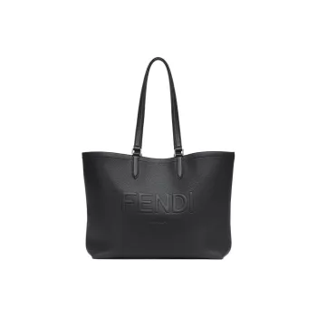 FENDI ROMA Calfskin Tote Bag Shopping Bag Handbag Men's Black