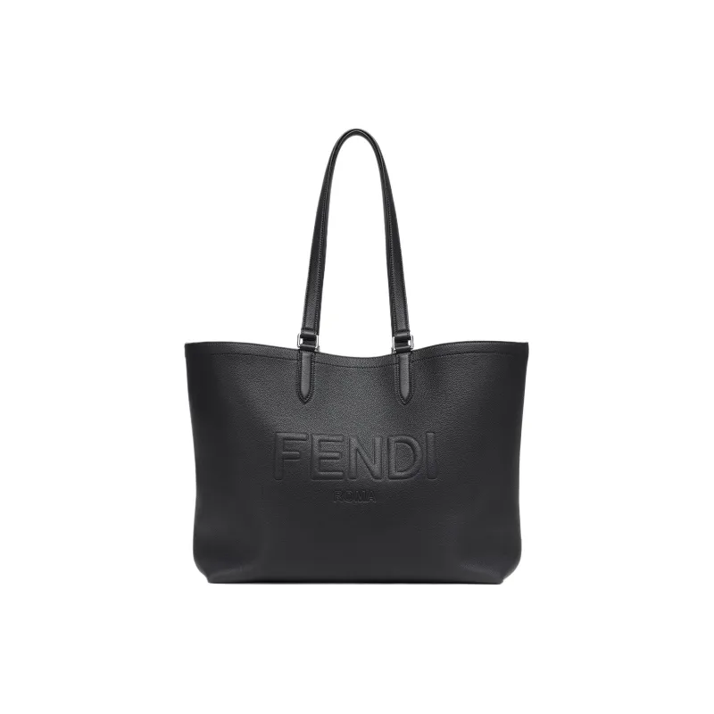 FENDI ROMA Calfskin Tote Bag Shopping Bag Handbag Men's Black-0